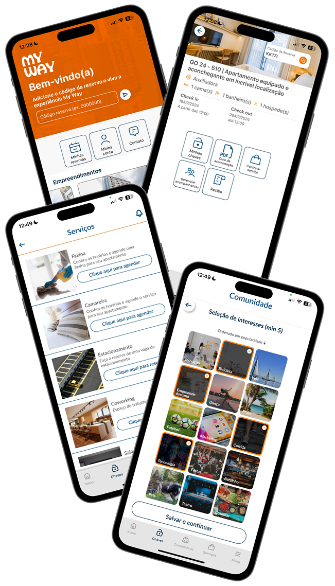 Telas do app My Way